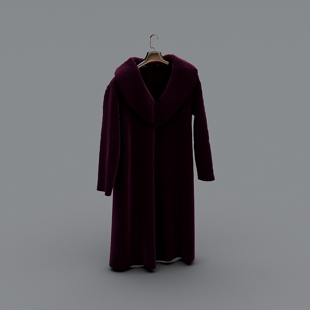 现代衣服-14-长毛呢大衣3D模型