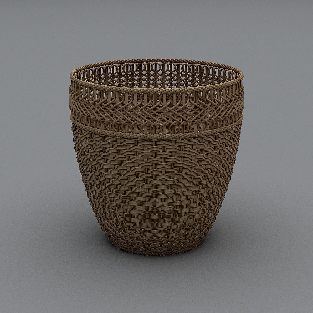 现代编织收纳筐组合-编藤收纳篮3d模型