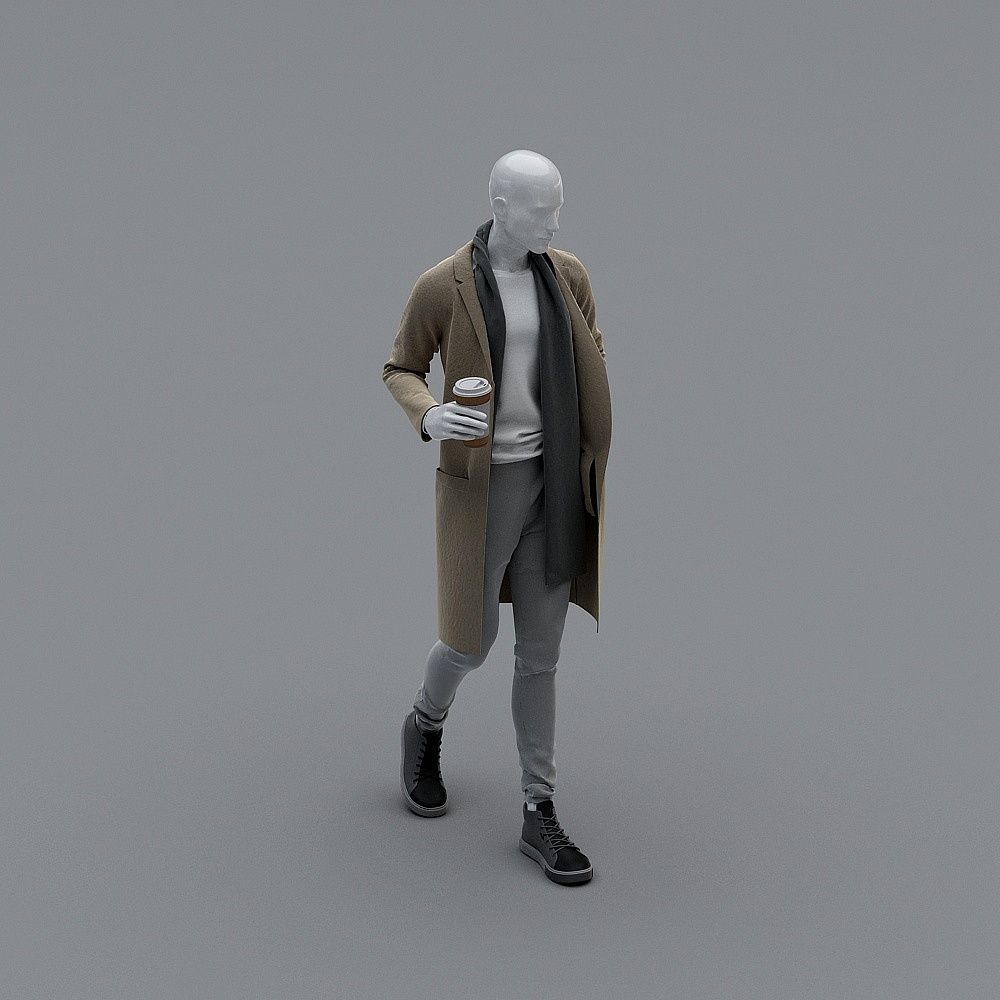 现代模特-服装男模特-33D模型