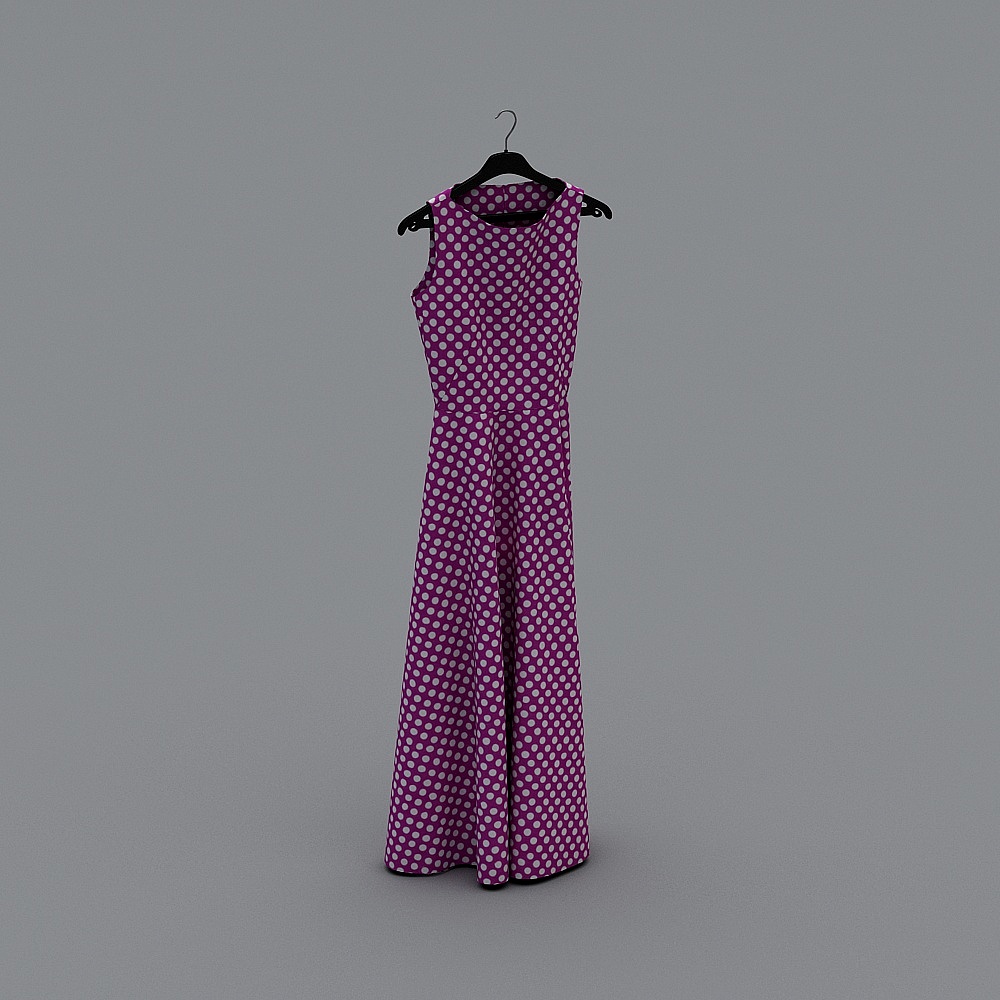 现代衣服-16-背心长裙3D模型