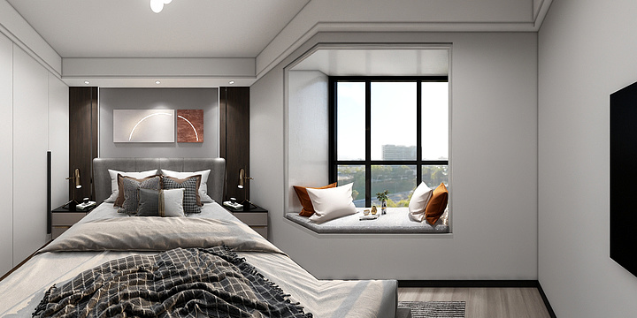 郜设计-荣盛|碧水湾现代风卧室-装修设计方案