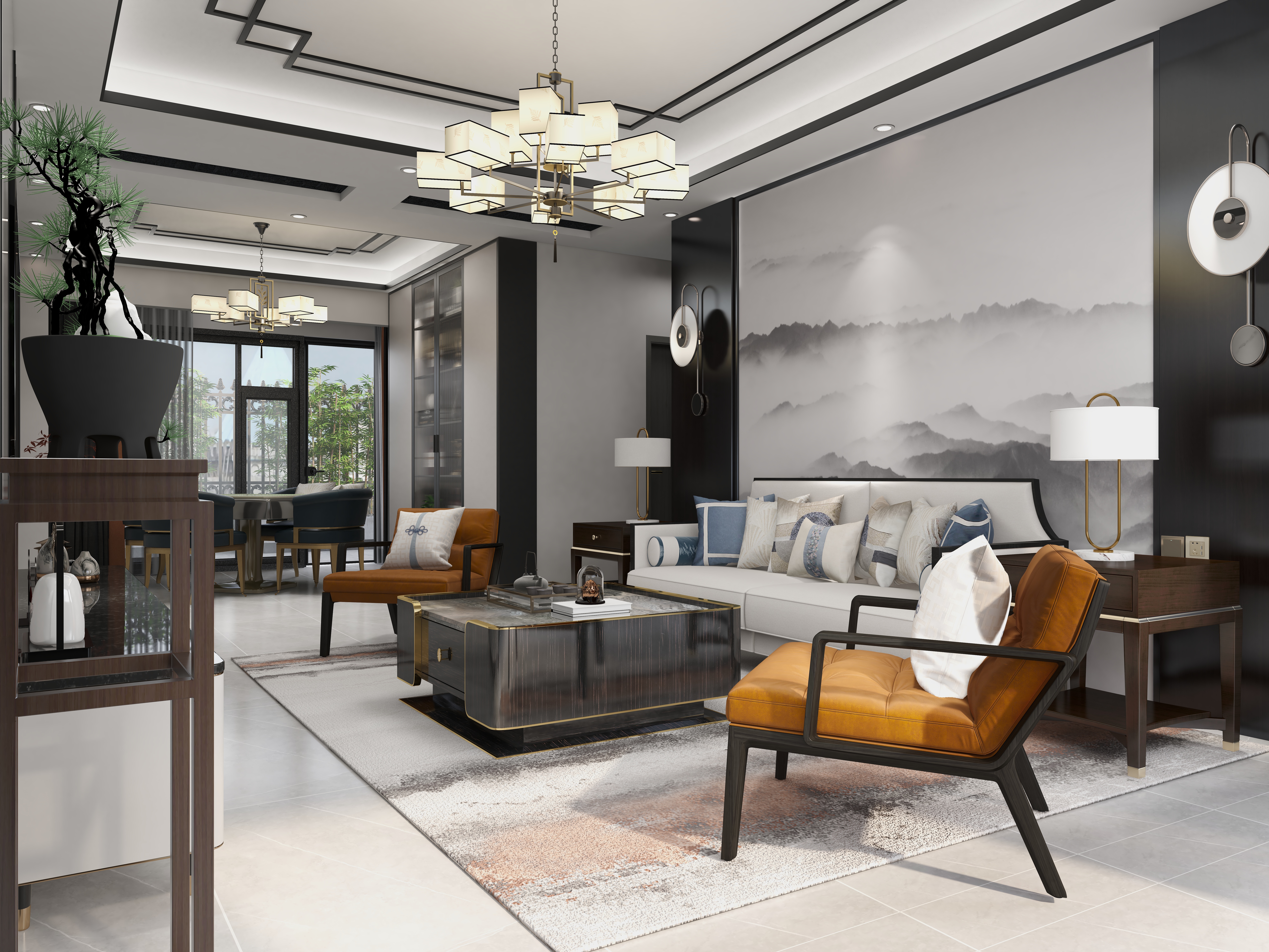 柏霖设计TZaX-贵州安顺家喻五洲四房两厅两卫装修效果图