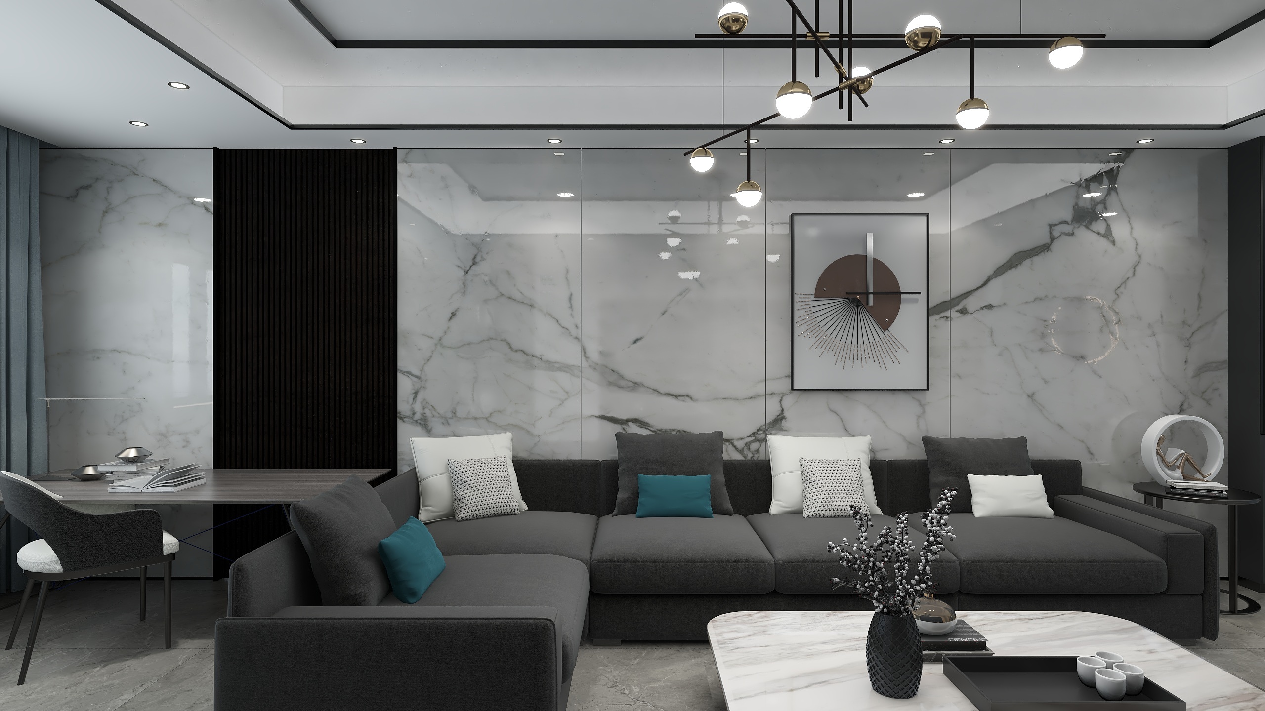 云落月初TAvs-现代黑白灰装修效果图