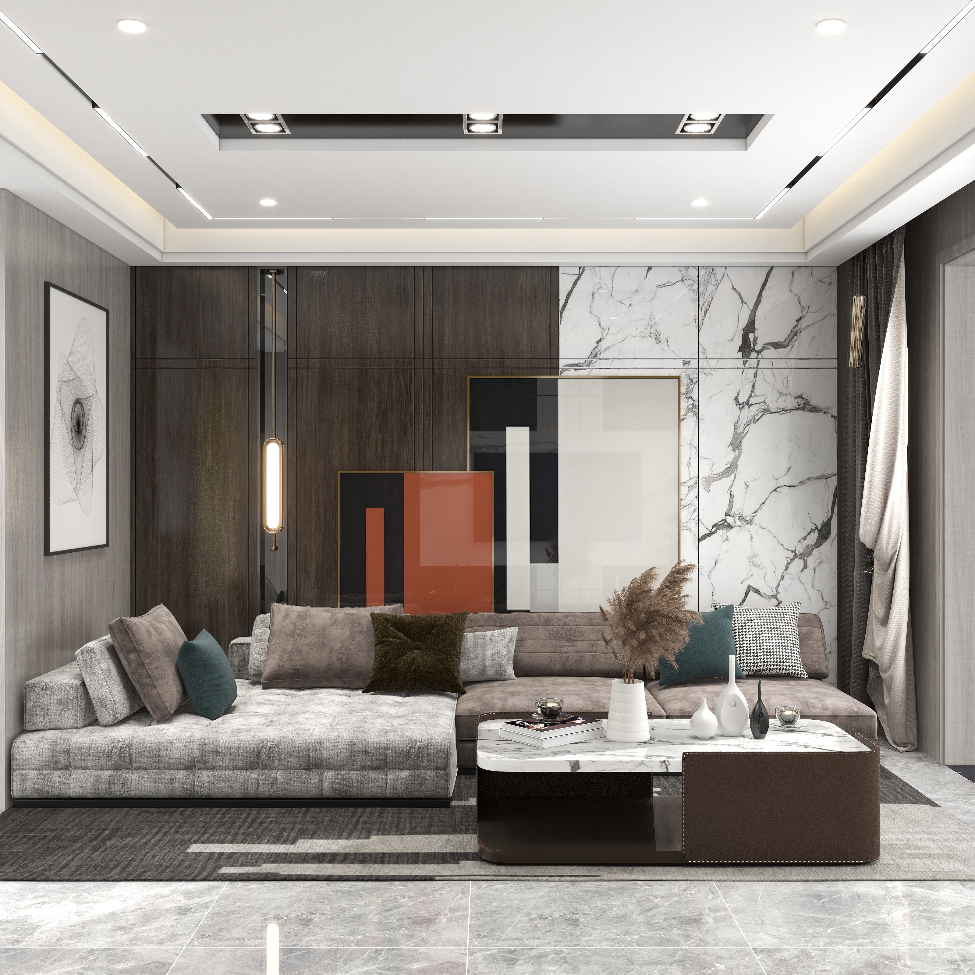 左世帅-【意式无主灯】星河城三室两厅装修效果图