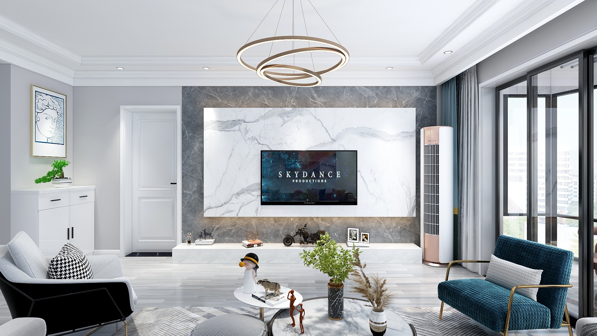 刘安明-混搭现代北欧三居室装修效果图