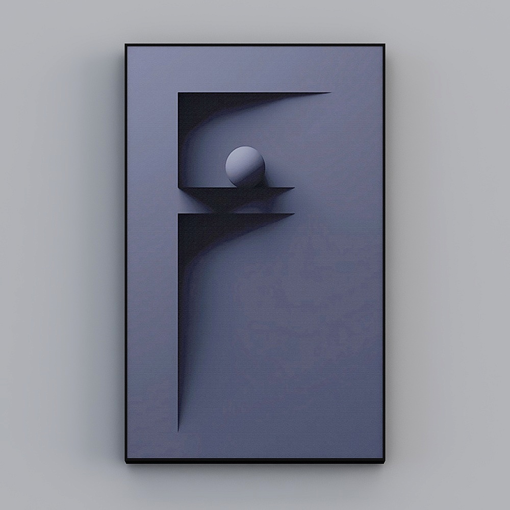 罗尚-现代风-玄关创意字母抽象装饰画-字母艺术（玄关）F3D模型