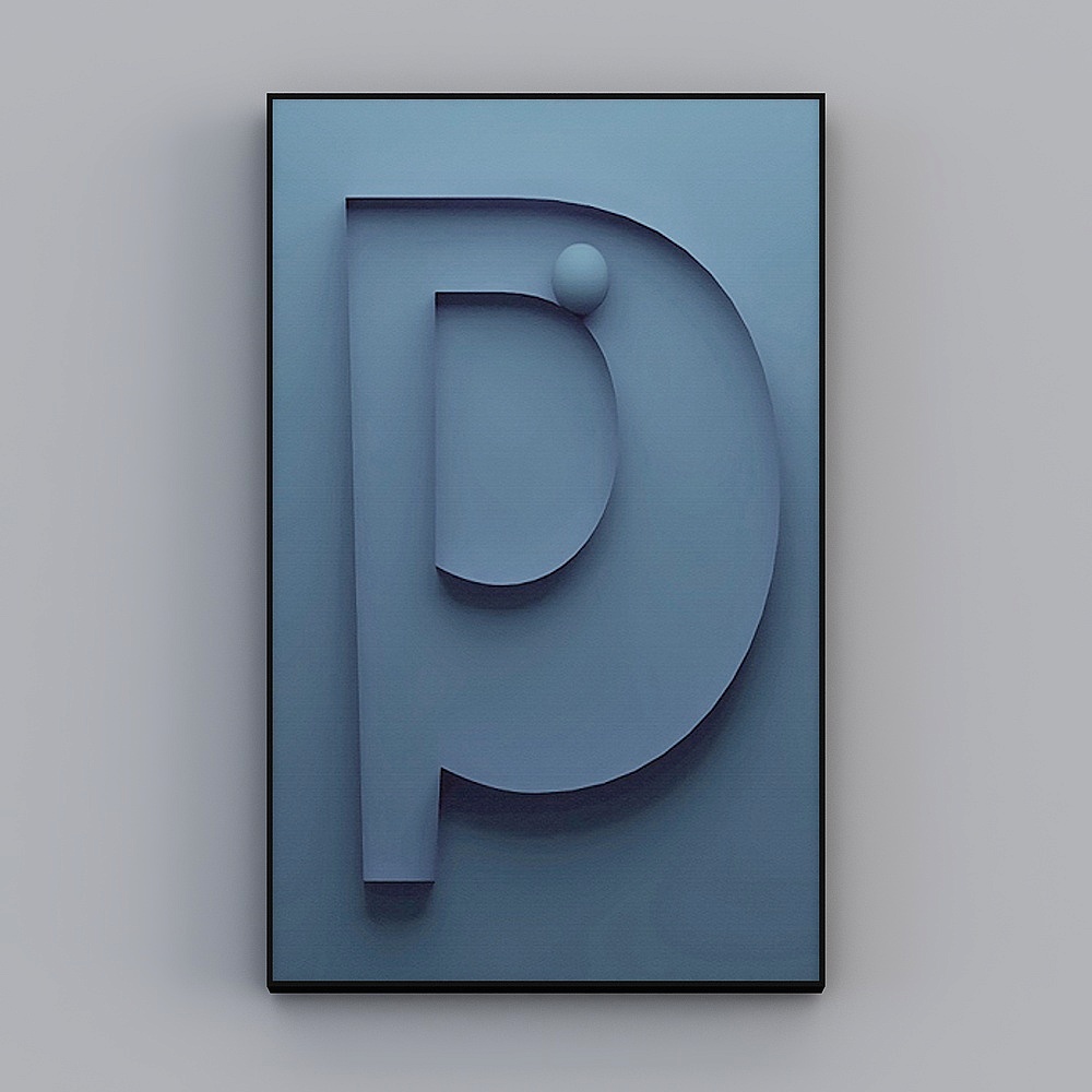 罗尚-现代风-玄关创意字母抽象装饰画-字母艺术（玄关）P3D模型