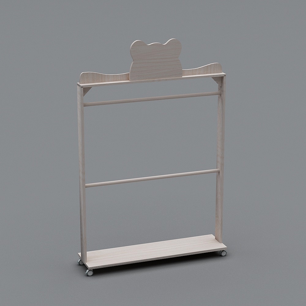 熊双杆衣架(无装饰）3D模型