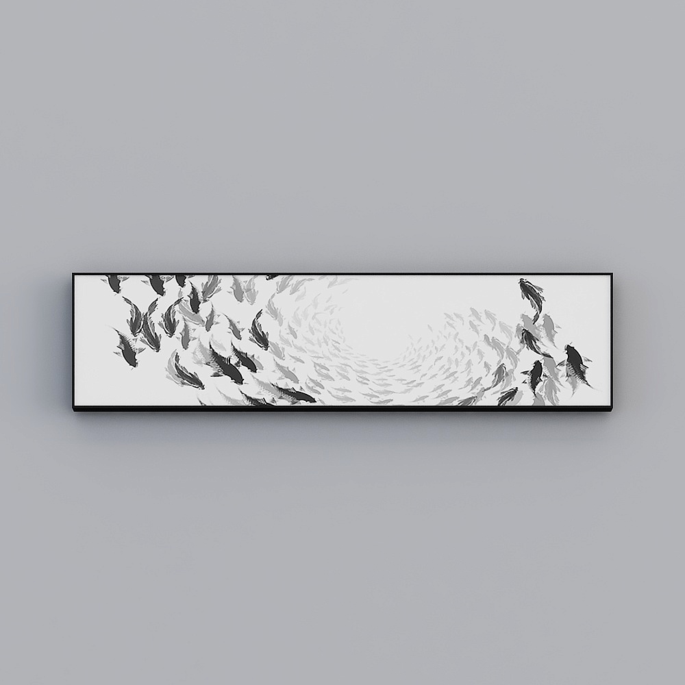 罗尚-现代风-简约床头装饰画-千鱼千寻3D模型