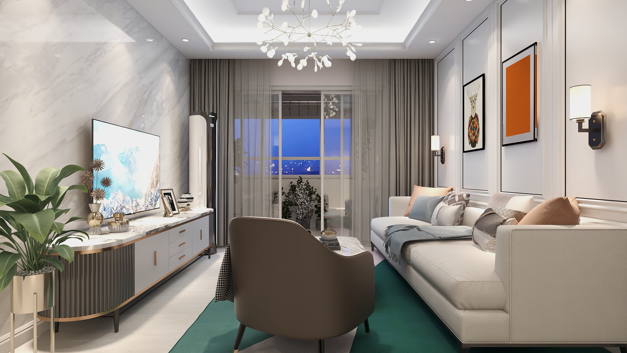 汉森装饰-德信海德公园83.00㎡A2’3室2厅1卫1厨-装修设计方案