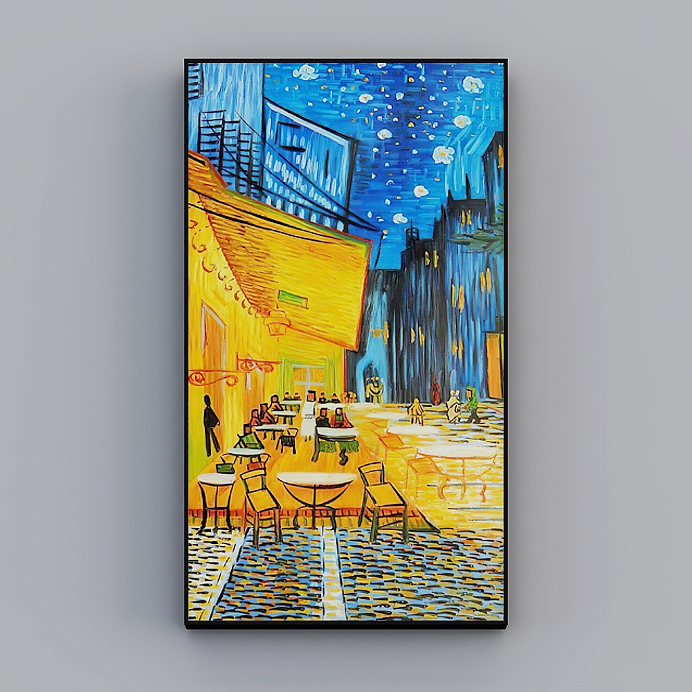 罗尚-现代风-梵高丰收玄关走廊装饰画-夜晚露天咖啡座E3D模型