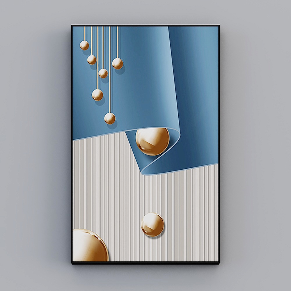 罗尚-现代风-简约入门玄关装饰画-浮力空间A3D模型