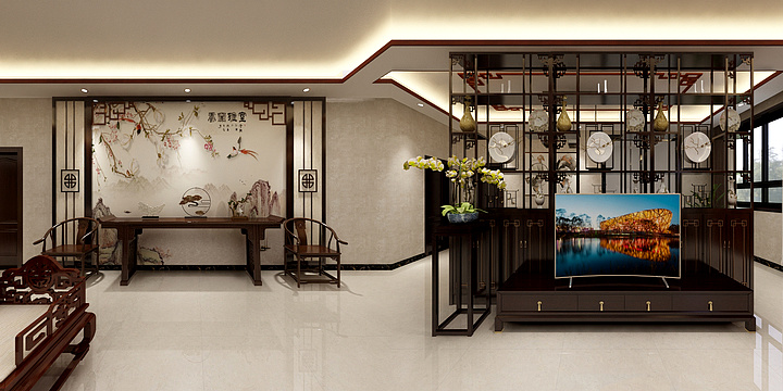 美居空间设计-孙总别墅小院-一楼中式-装修设计方案