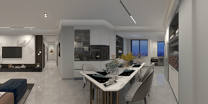 玄月设计-玺院19#-2-502室客餐厅展示-装修设计方案
