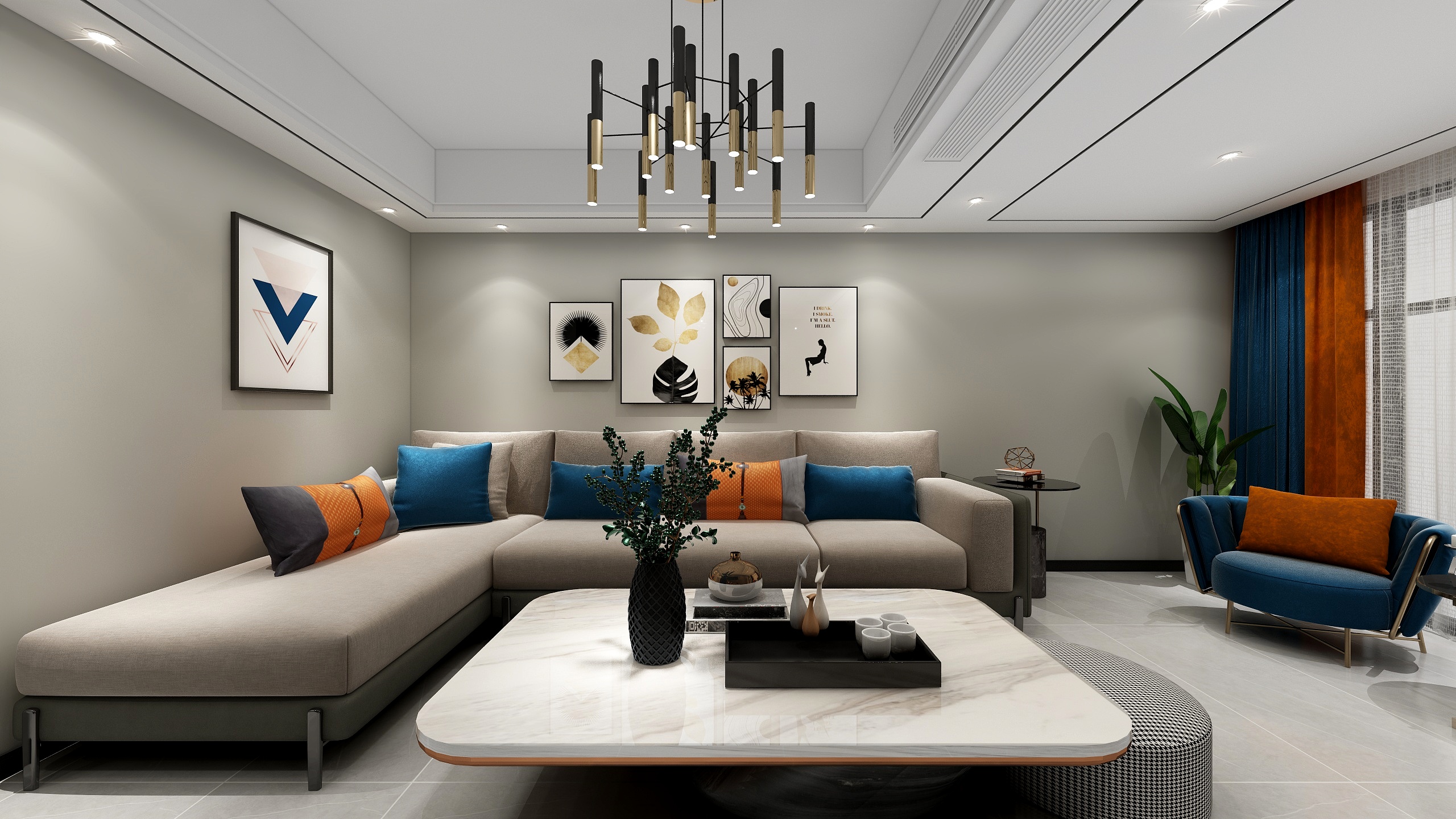 王兵-君临天下100.00㎡4-07’3室2厅1卫1厨装修效果图