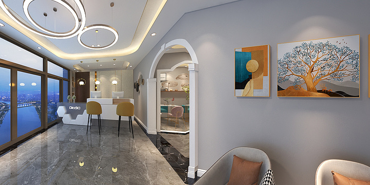 三维方案-美容院原始图-平顶-装修设计方案