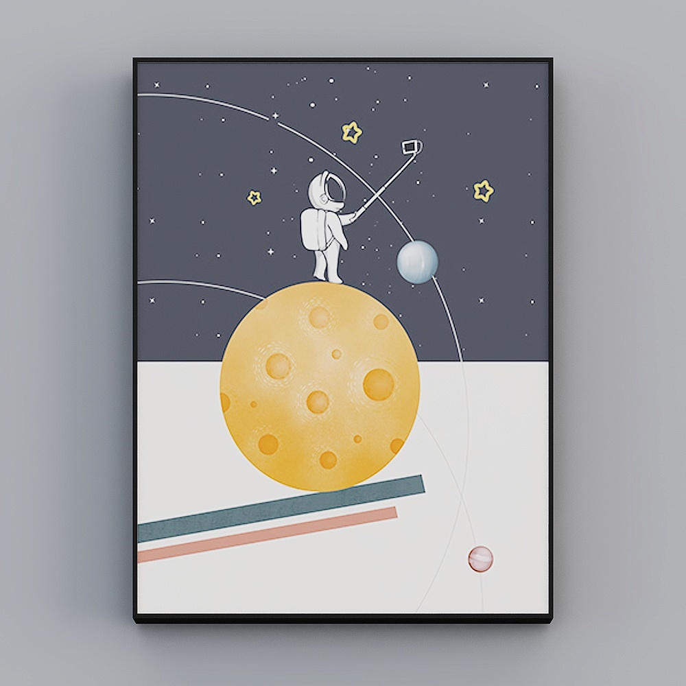 罗尚-现代风-太空宇航员客厅装饰画-星乐园A3D模型