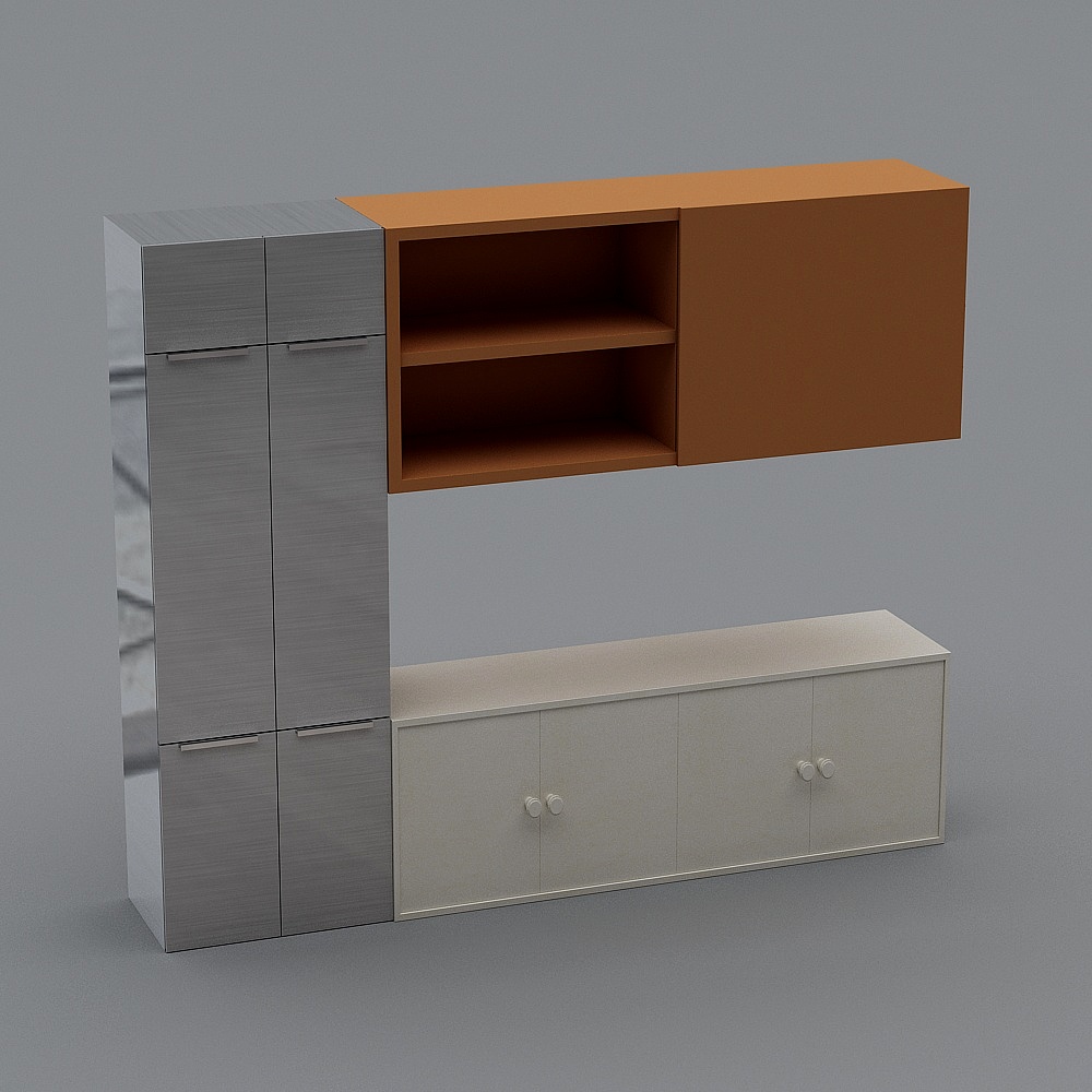 工业LOFT咖啡厅20-展示柜3D模型