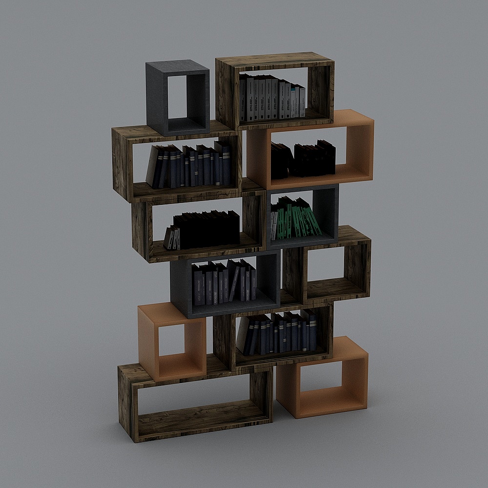 工业LOFT咖啡厅4-展示柜3D模型