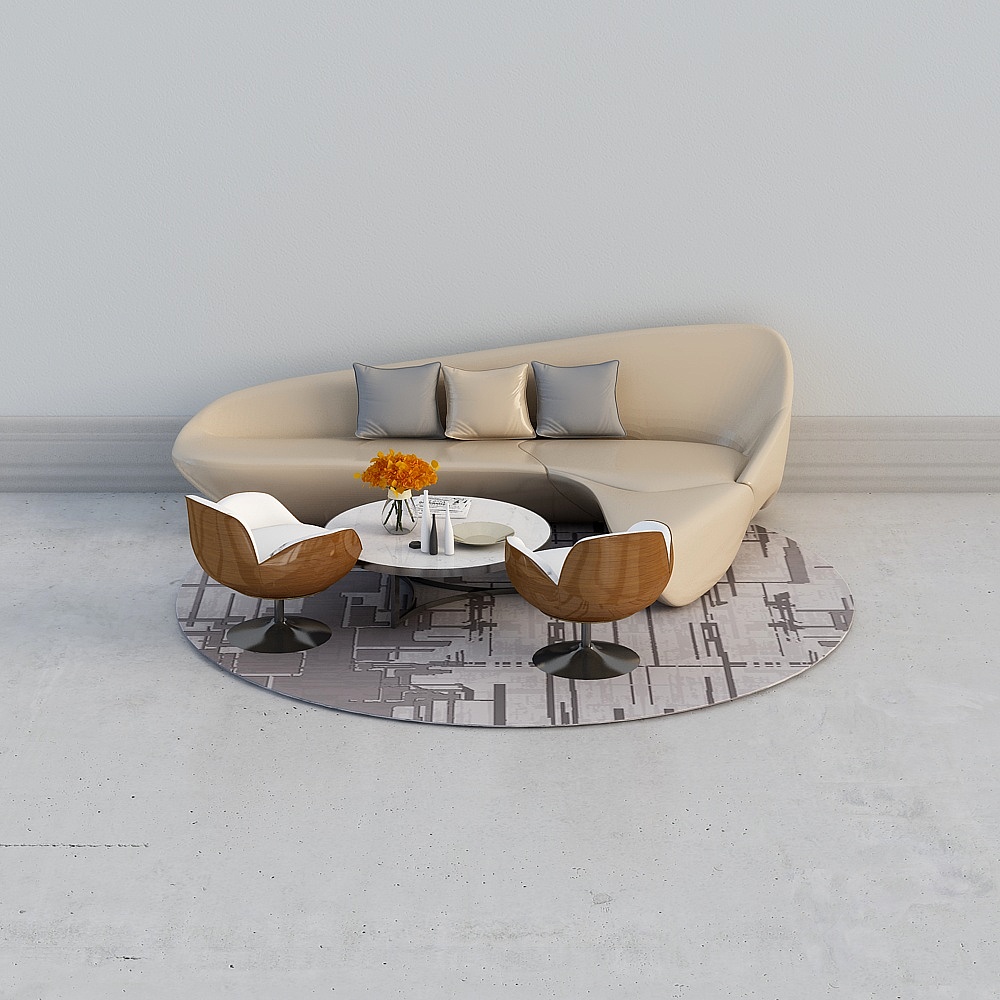 现代医疗美容休息区-沙发组合3D模型