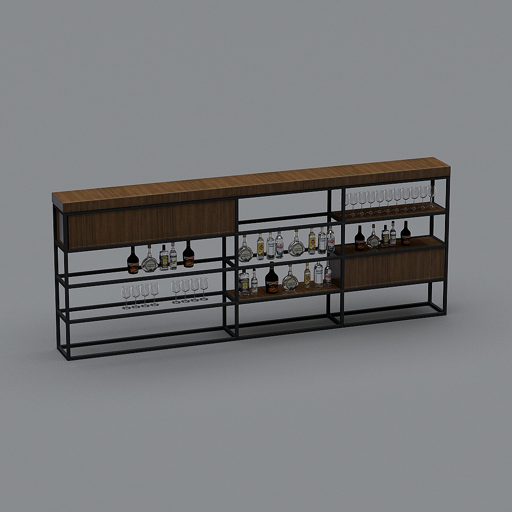 工业LOFT咖啡厅3-展示柜3D模型