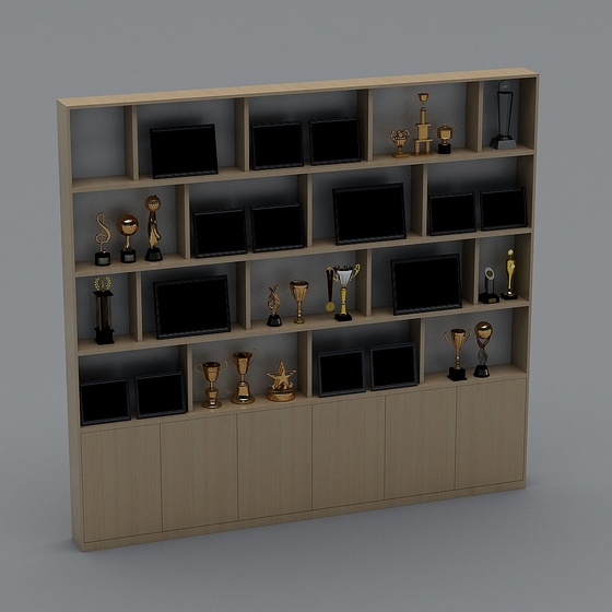 Coffee Shop Display Cabinet 3D Model in Black