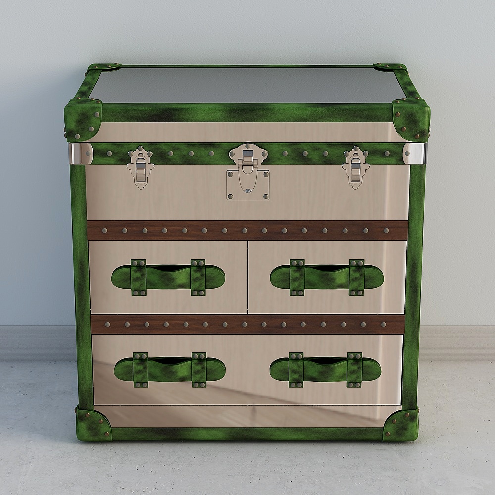 雅莎罗_美式_ST033_绿皮箱3D模型