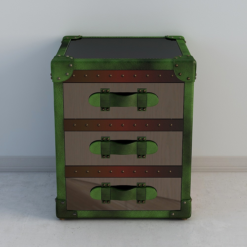 雅莎罗_美式_ST029C_绿皮箱3D模型