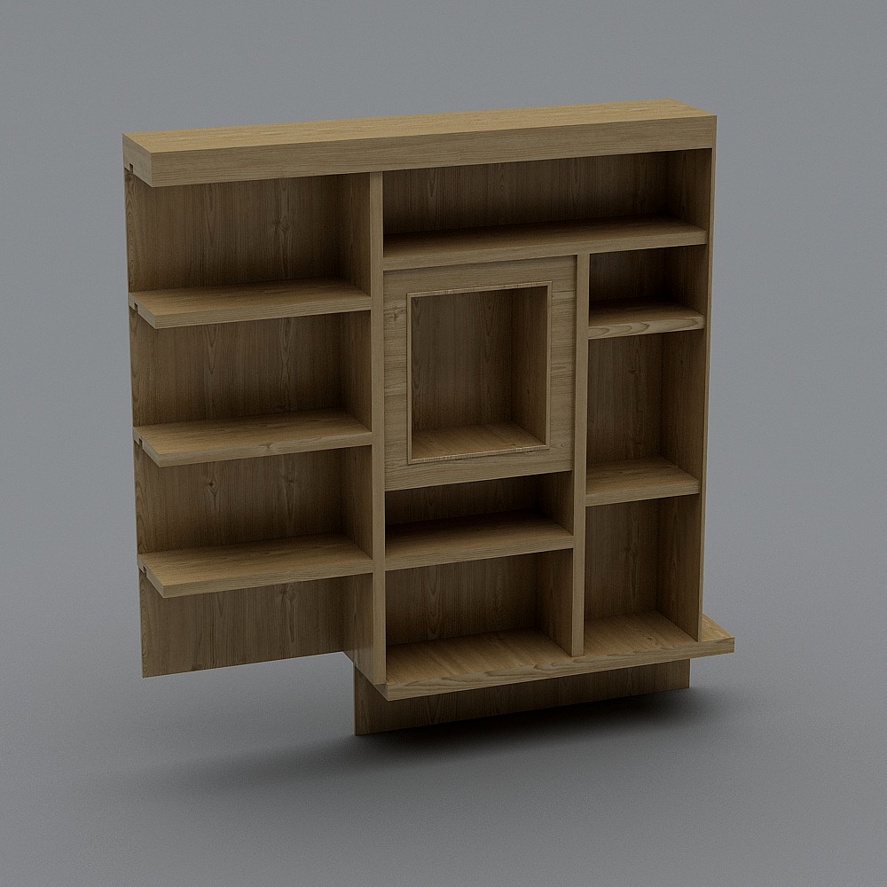 工业LOFT咖啡厅25-展示柜3D模型