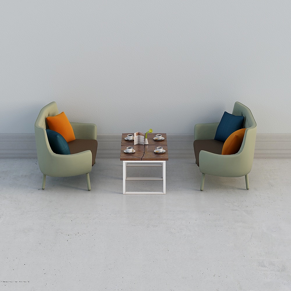 现代咖啡厅26-沙发组合3D模型