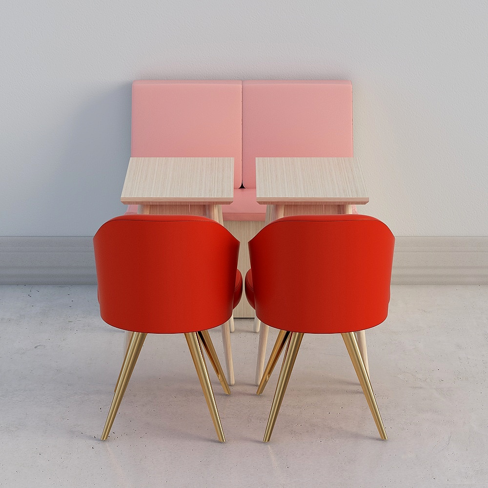 现代咖啡厅1-桌椅组合3D模型