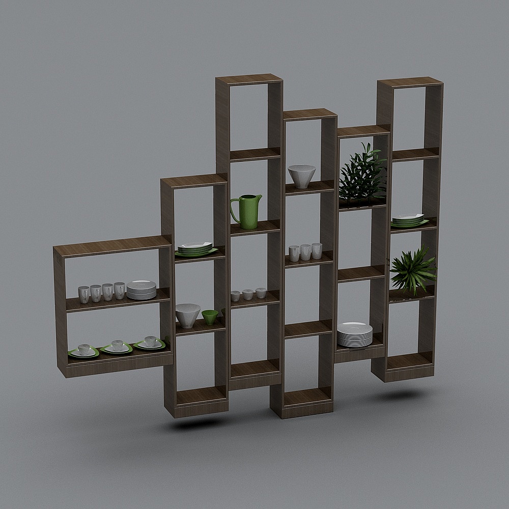 工业LOFT咖啡厅34-展示柜3D模型