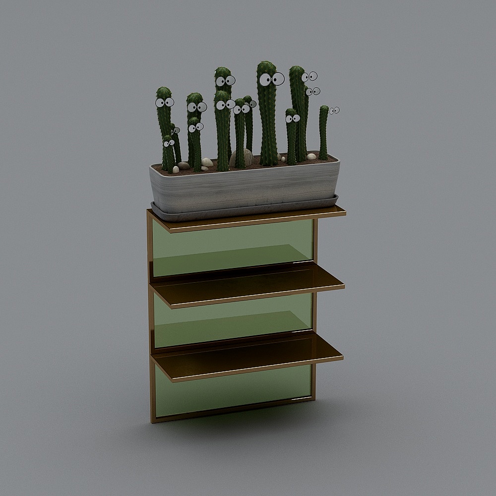 现代工作台-展示柜3D模型
