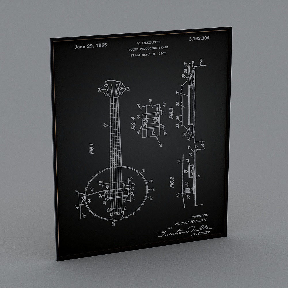 工业风黑板画广告牌63D模型