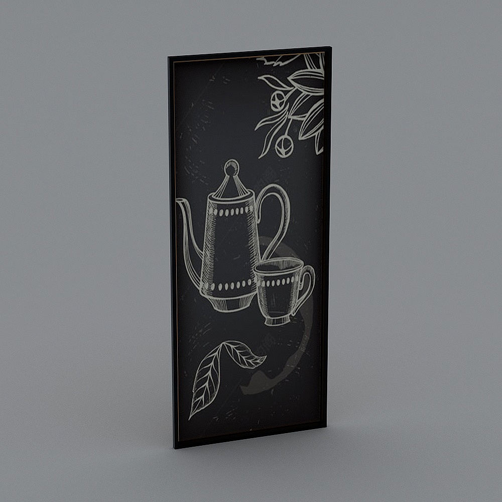 工业风黑板画广告牌13D模型