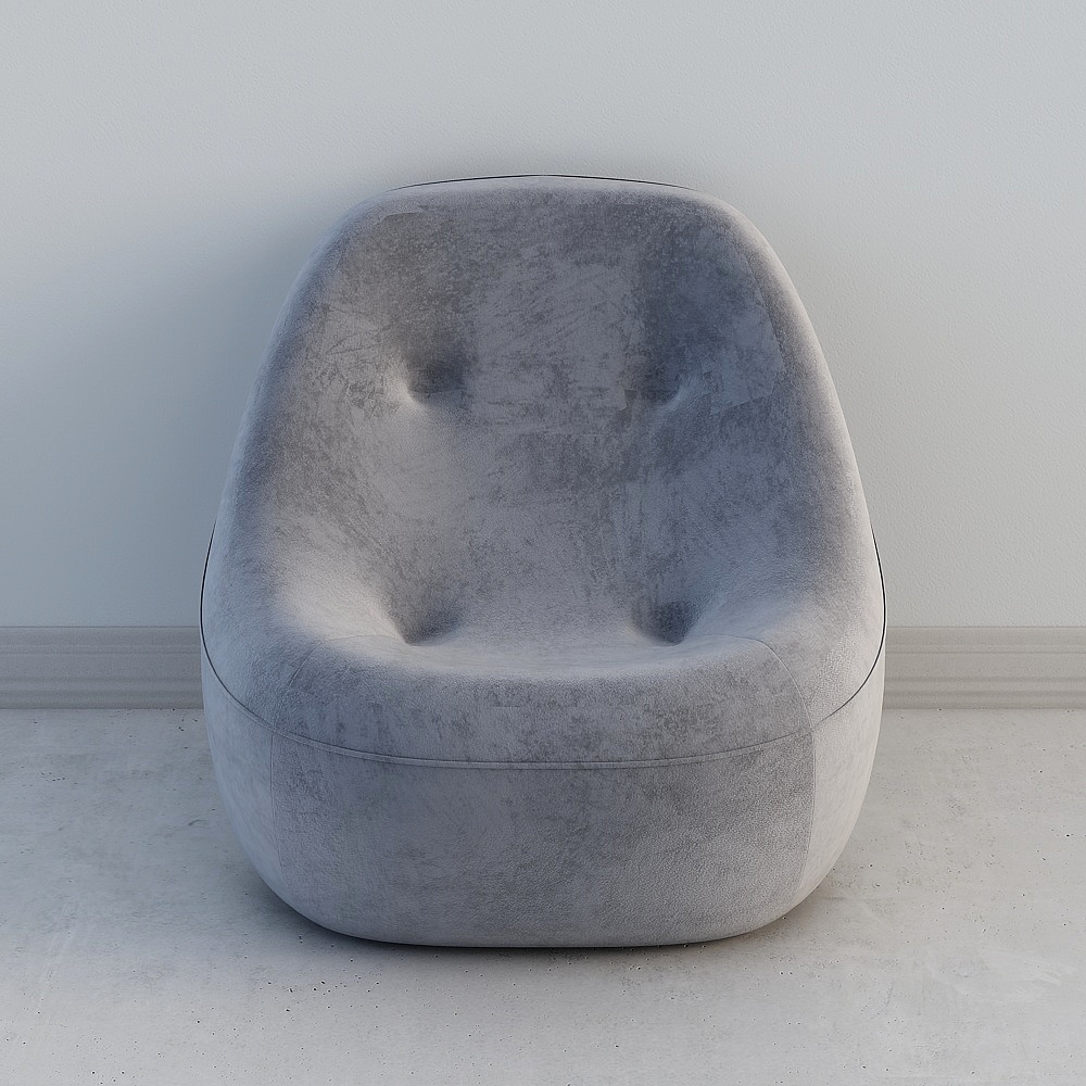 现代绒布组合沙发-单人沙发椅3D模型