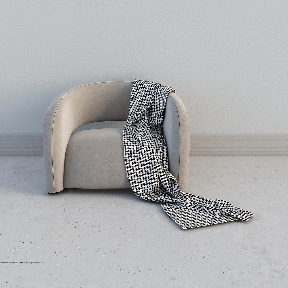 现代布艺弧形沙发组合-3-儿童沙发3D模型