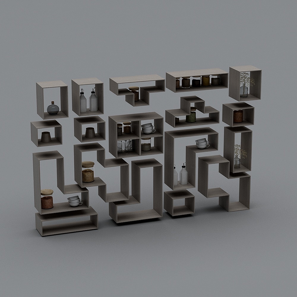 北欧咖啡厅-展示柜3D模型