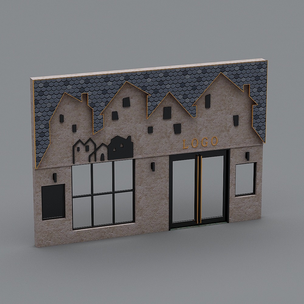 现代店面门头3D模型
