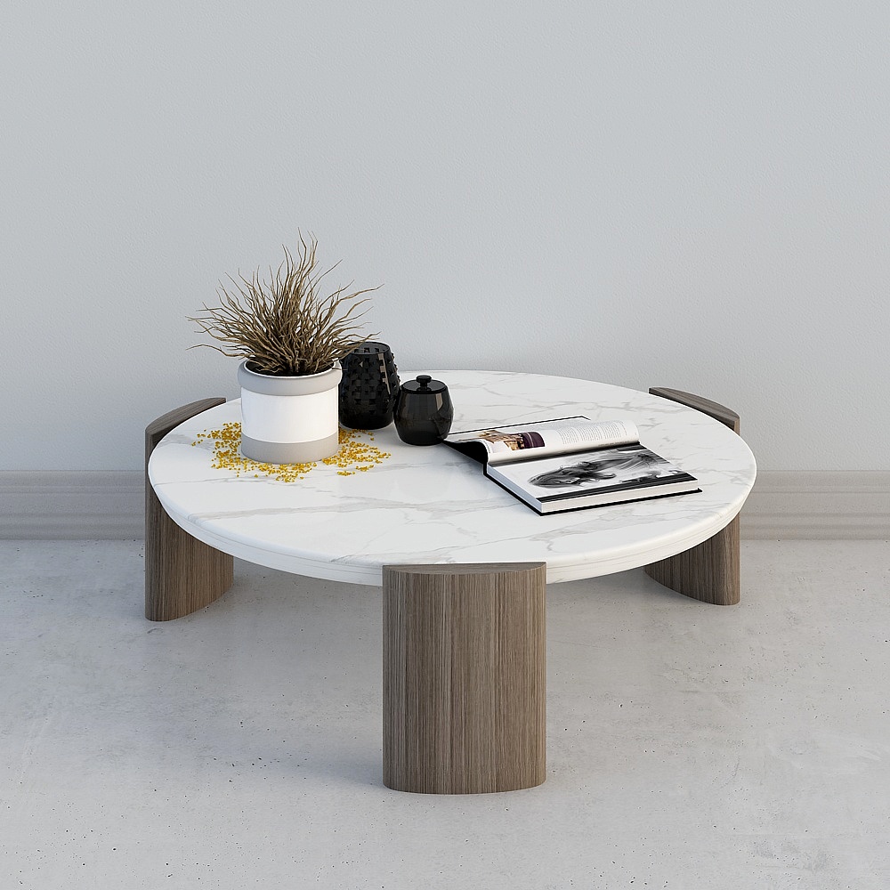现代布艺沙发组合-茶几3D模型