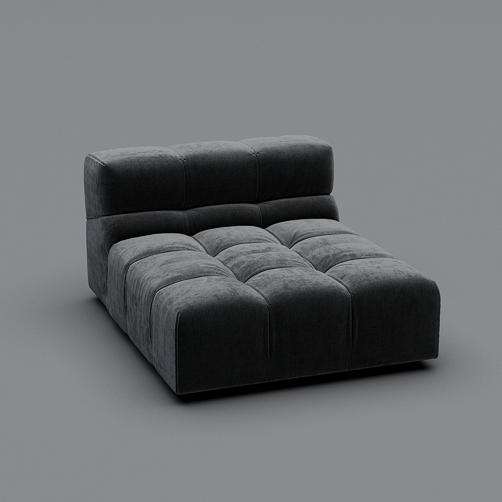 现代布艺转角沙发组合-6-躺椅3D模型
