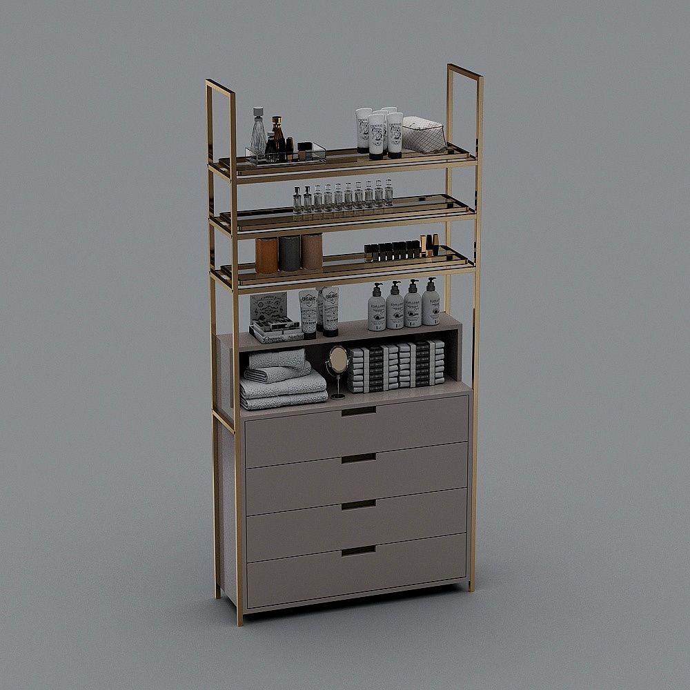 现代美容院SPA包间-展柜3D模型