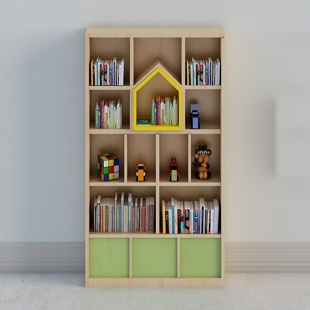 现代幼儿园大厅-储物柜3D模型