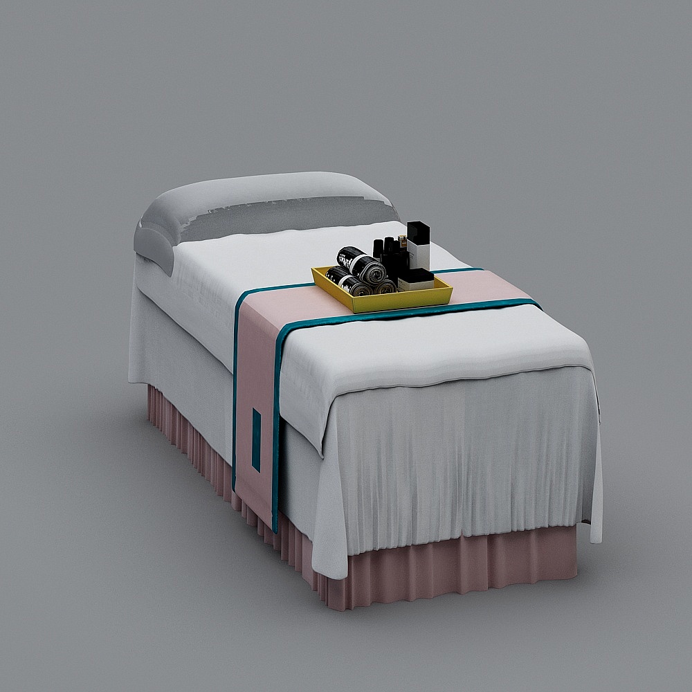 现代美容院包间全景-按摩床3D模型