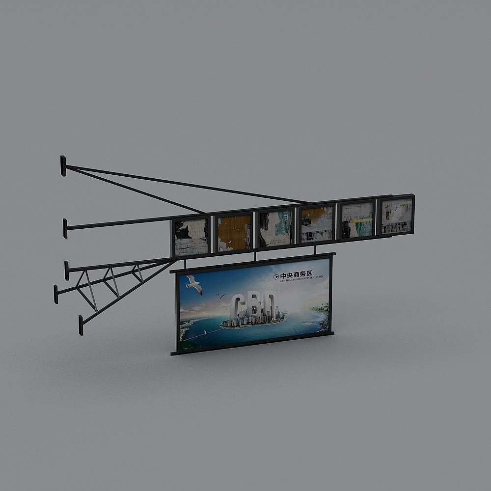 现代户外广告牌103D模型