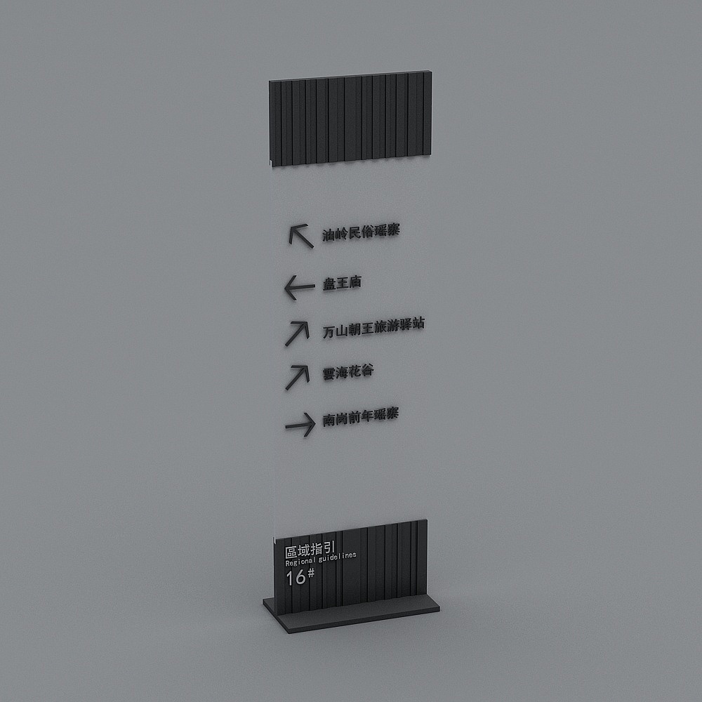 现代景区指示牌导视牌33D模型