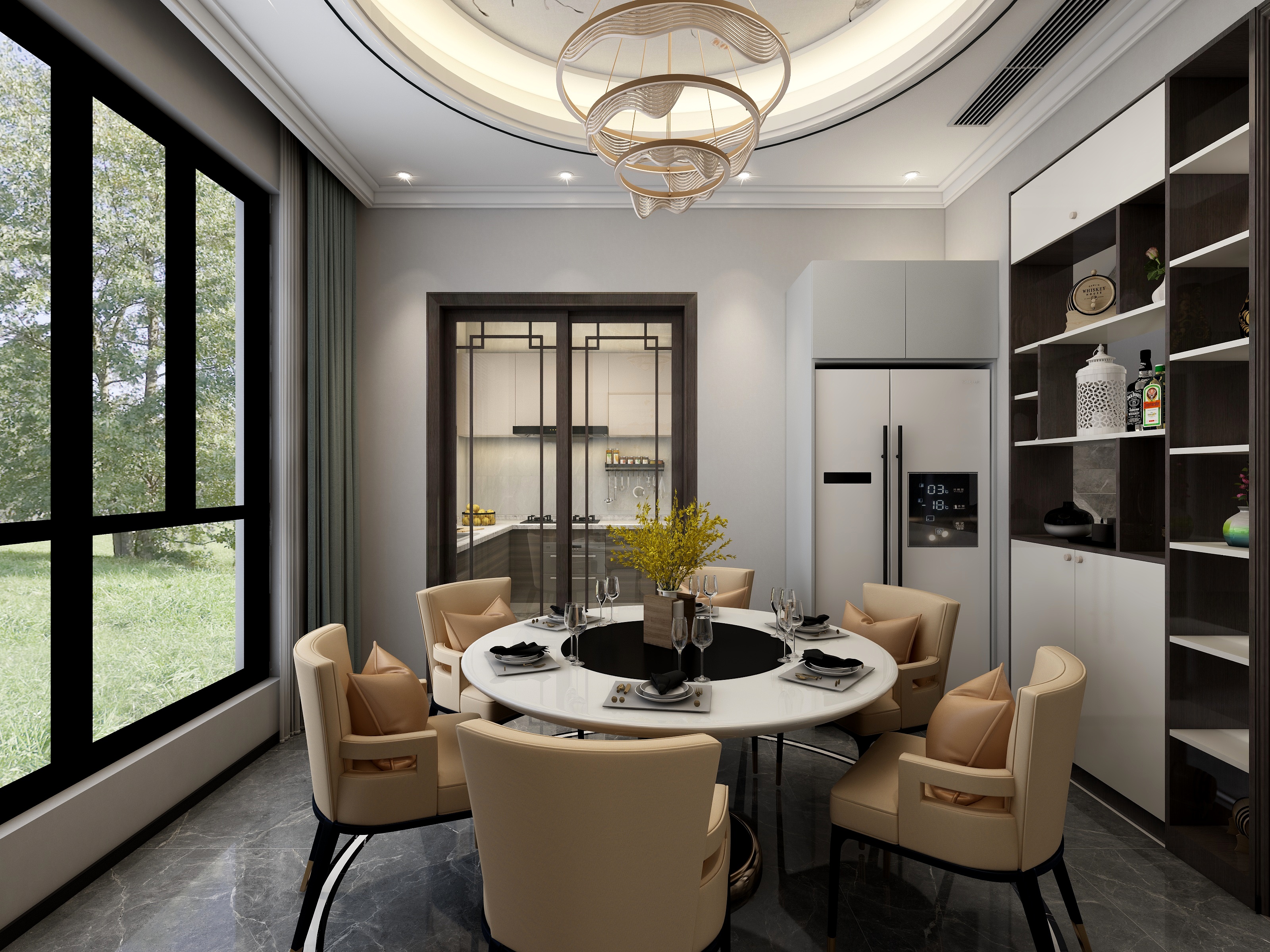 李青越-240㎡新中式别墅装修效果图