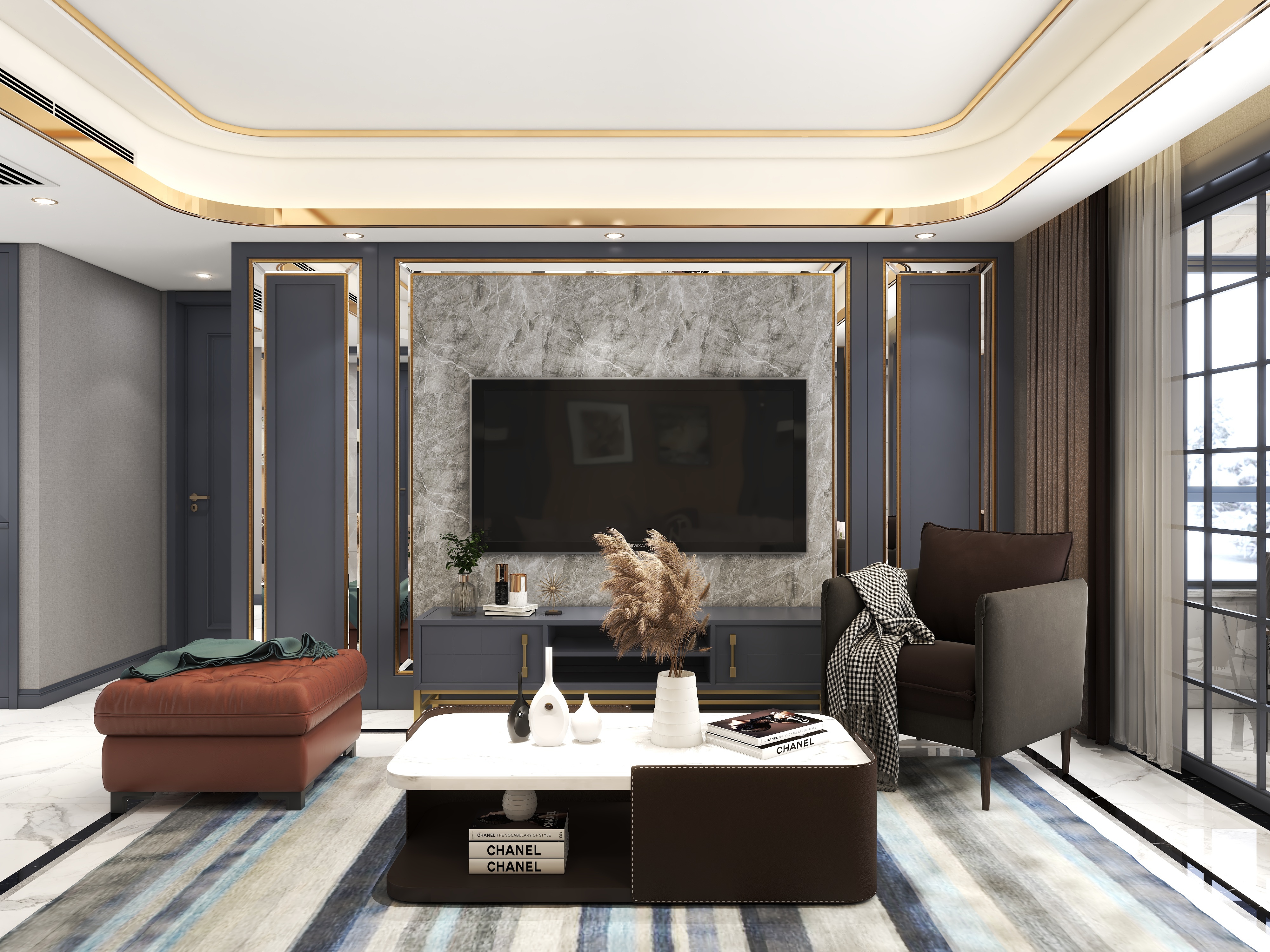 至简名设一钱春-[做个梦给你]140平美式风格三居室装修效果图