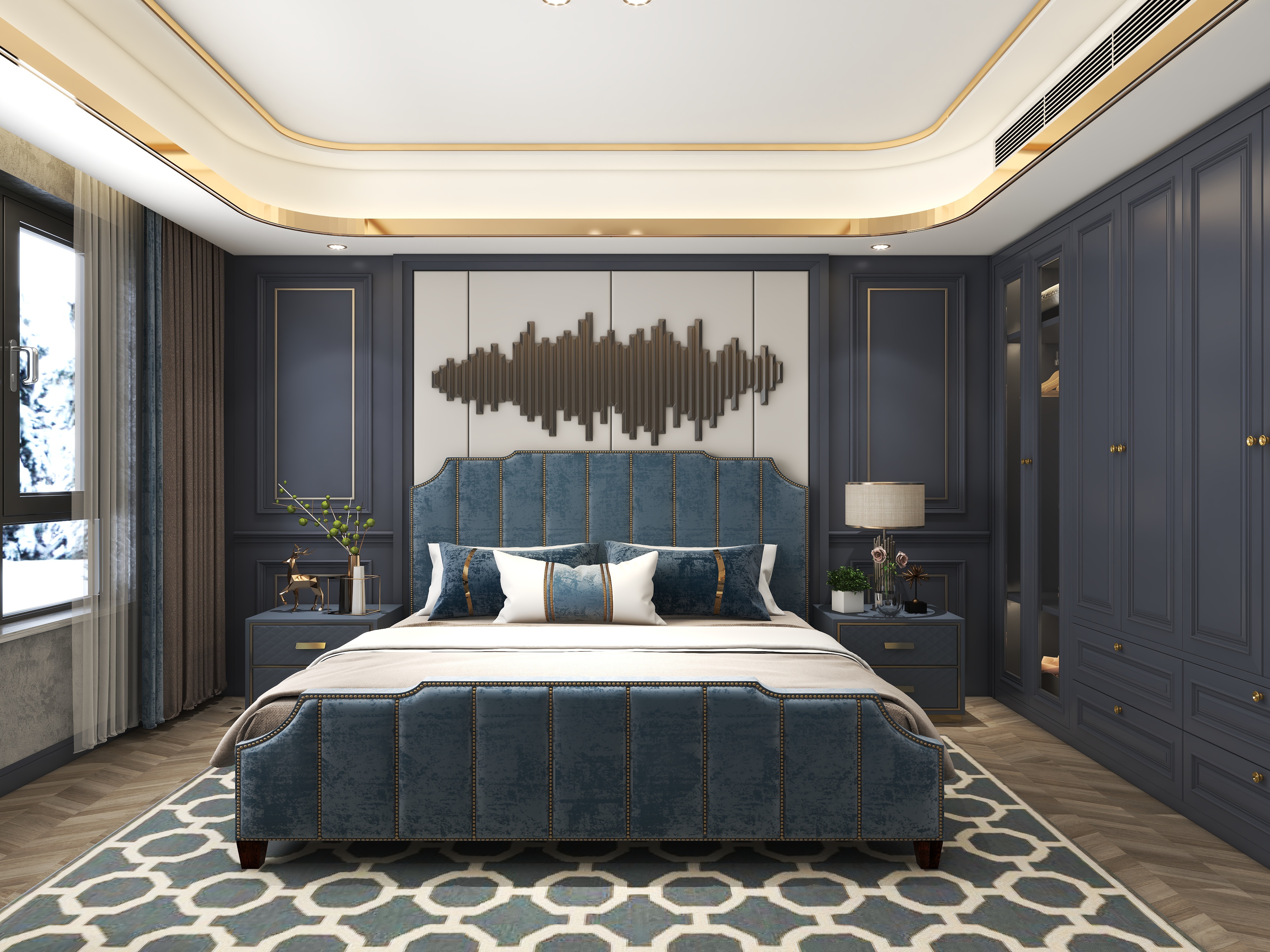 至简名设一钱春-[做个梦给你]140平美式风格三居室装修效果图