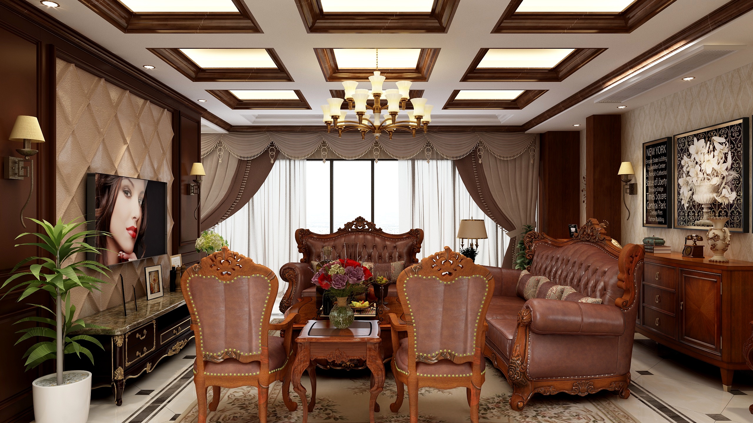 龙怡装饰设计-经典美式-装修设计方案